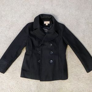 Womens Michael Kors Black Double-Breasted Pea Coat
